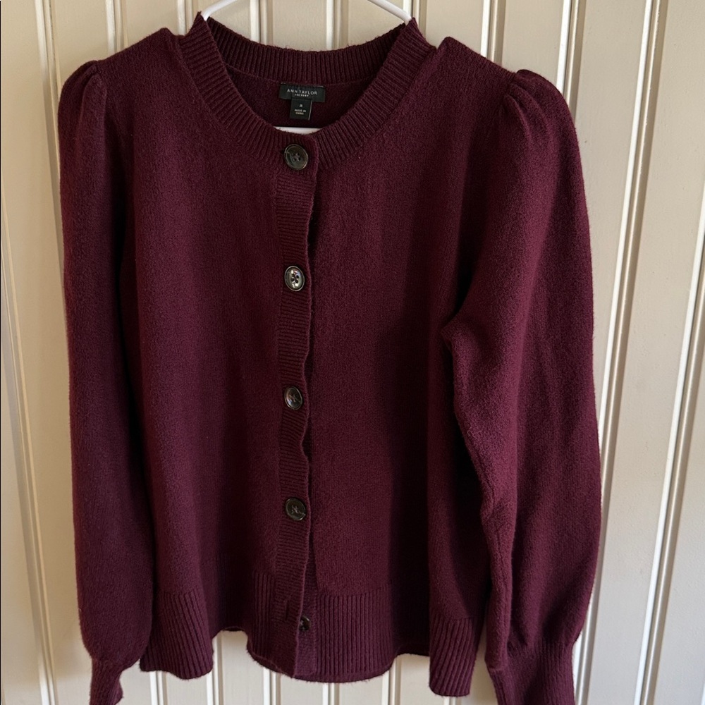 Ann Taylor Factory Burgundy Cardigan